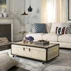 SAFAVIEH Terese Coffee Table Storage Trunk with Wine Rack - 47.2 W x 23.6 L x 15.4 H - 47Wx24Dx15H