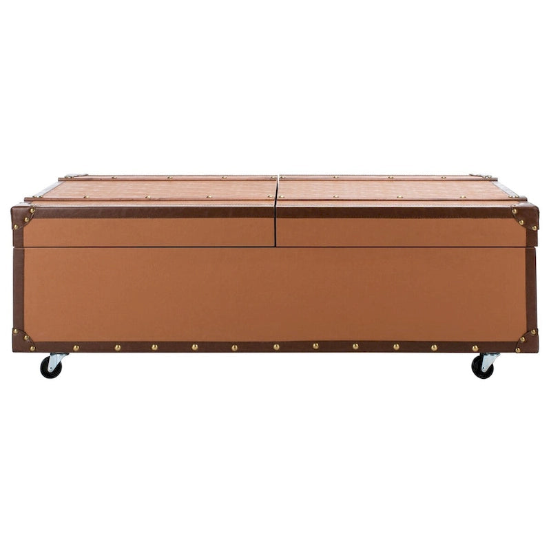 SAFAVIEH Terese Coffee Table Storage Trunk with Wine Rack - 47.2 W x 23.6 L x 15.4 H - 47Wx24Dx15H