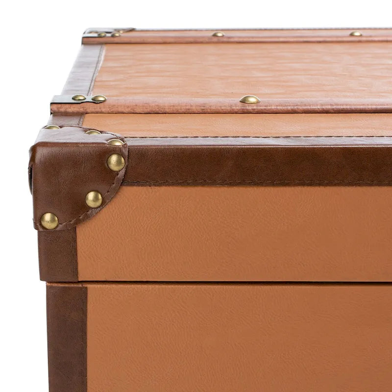 SAFAVIEH Terese Coffee Table Storage Trunk with Wine Rack - 47.2 W x 23.6 L x 15.4 H - 47Wx24Dx15H