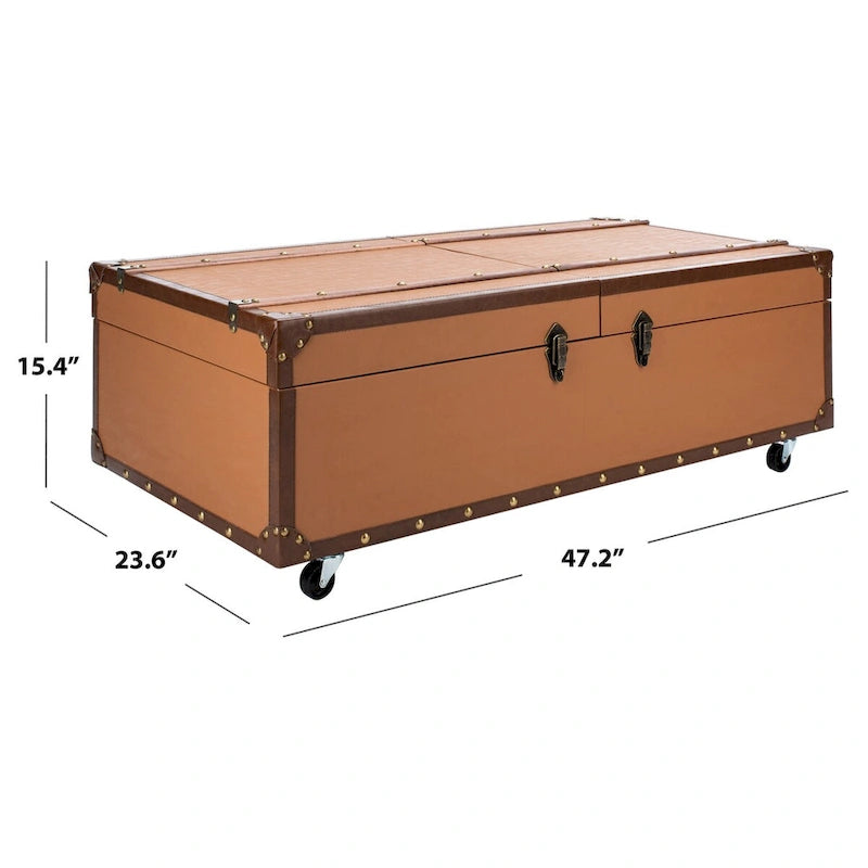 SAFAVIEH Terese Coffee Table Storage Trunk with Wine Rack - 47.2 W x 23.6 L x 15.4 H - 47Wx24Dx15H