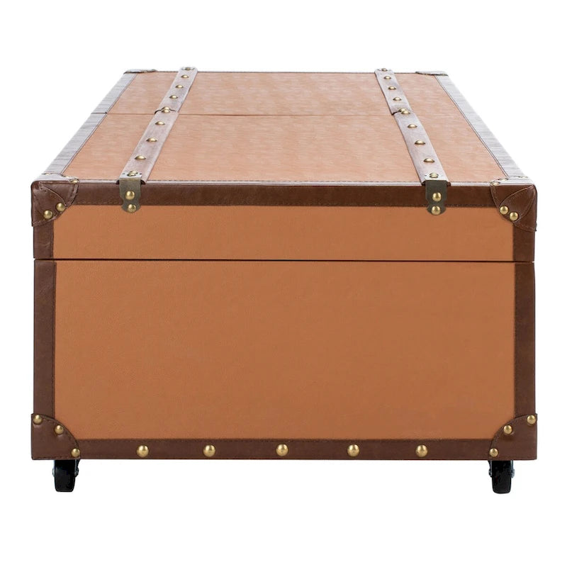 SAFAVIEH Terese Coffee Table Storage Trunk with Wine Rack - 47.2 W x 23.6 L x 15.4 H - 47Wx24Dx15H