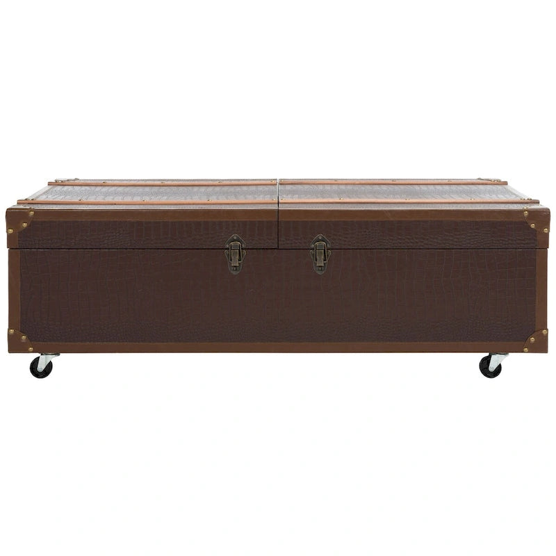 SAFAVIEH Terese Coffee Table Storage Trunk with Wine Rack - 47.2 W x 23.6 L x 15.4 H - 47Wx24Dx15H