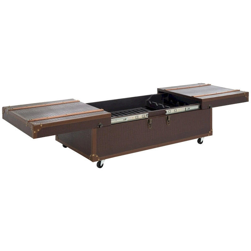 SAFAVIEH Terese Coffee Table Storage Trunk with Wine Rack - 47.2 W x 23.6 L x 15.4 H - 47Wx24Dx15H