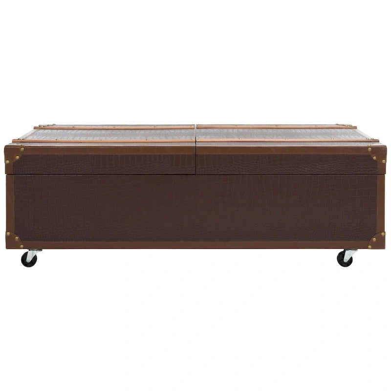 SAFAVIEH Terese Coffee Table Storage Trunk with Wine Rack - 47.2 W x 23.6 L x 15.4 H - 47Wx24Dx15H