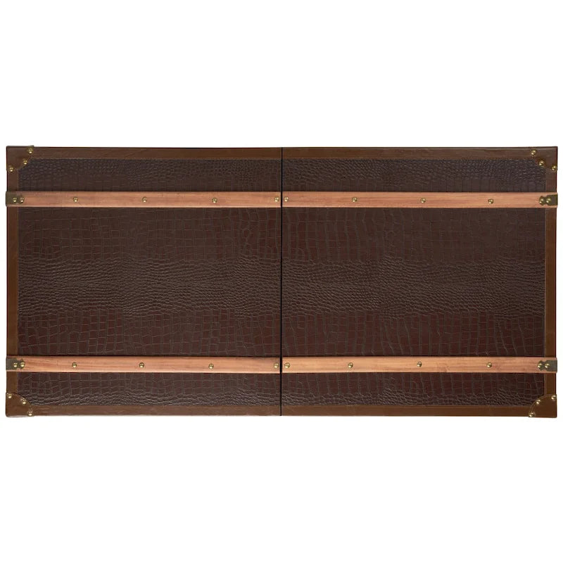 SAFAVIEH Terese Coffee Table Storage Trunk with Wine Rack - 47.2 W x 23.6 L x 15.4 H - 47Wx24Dx15H