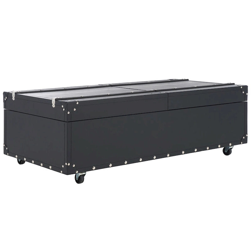 SAFAVIEH Terese Coffee Table Storage Trunk with Wine Rack - 47.2 W x 23.6 L x 15.4 H - 47Wx24Dx15H