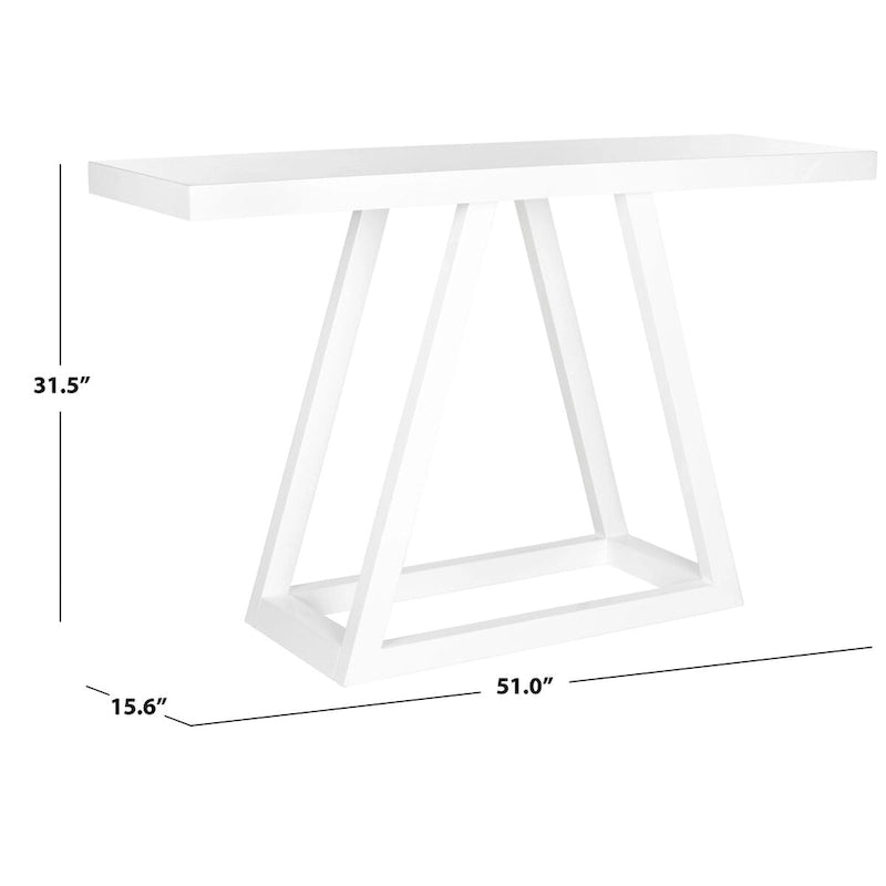 SAFAVIEH Marla White Lacquer Console - 51 x 15.6 x 31.5 - 51Wx16Dx32H