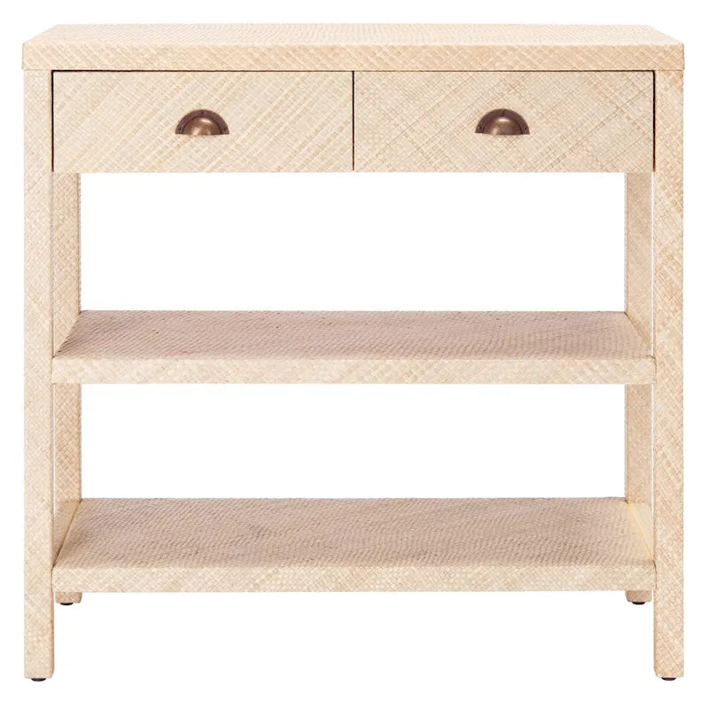 SAFAVIEH Iza Light Natural Raffia/ Gold Console Table - 31 W x 14 L x 30 H - 31Wx14Dx30H