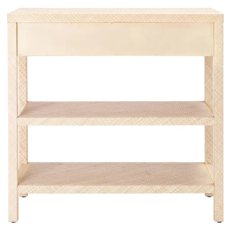 SAFAVIEH Iza Light Natural Raffia/ Gold Console Table - 31 W x 14 L x 30 H - 31Wx14Dx30H