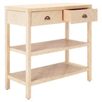 SAFAVIEH Iza Light Natural Raffia/ Gold Console Table - 31 W x 14 L x 30 H - 31Wx14Dx30H