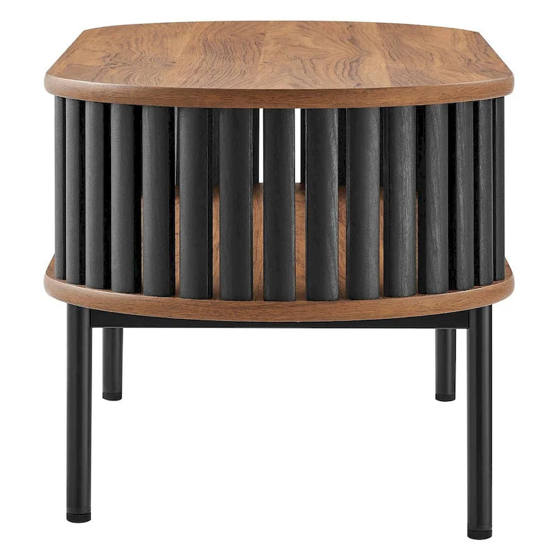 Collins Modern Two-tone Wooden Oval Coffee Table with Shelf