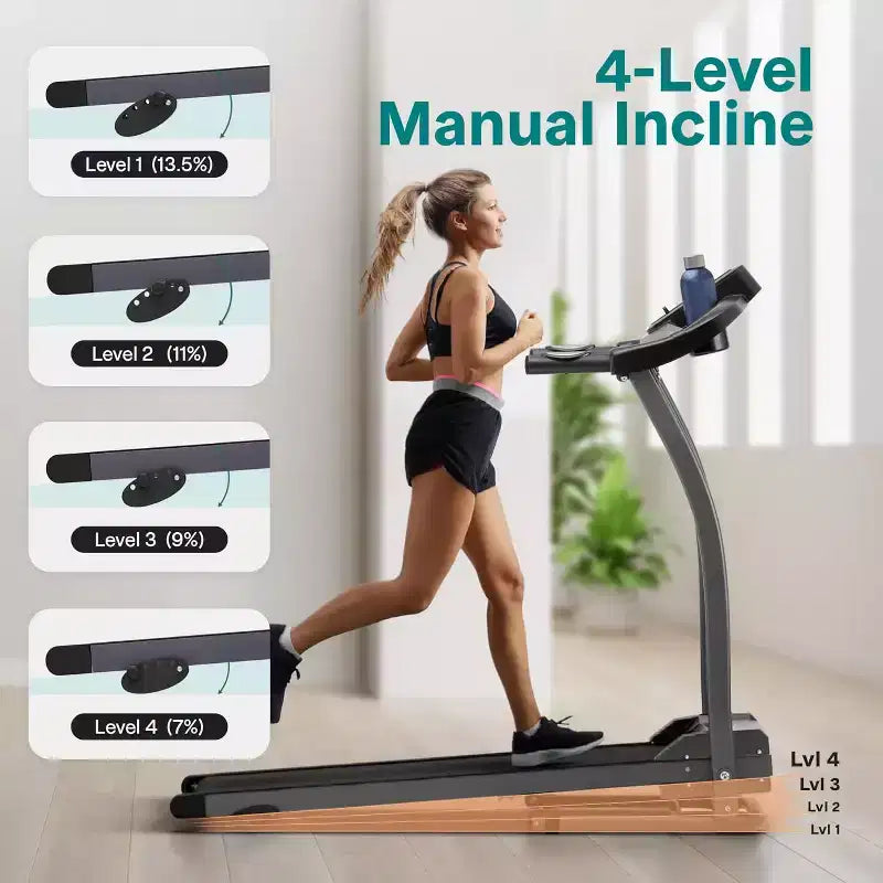 SereneLife Folding Treadmill for Home  Compact, Space-Saving, Adjustable Speed with LCD Display and Built-in Programs