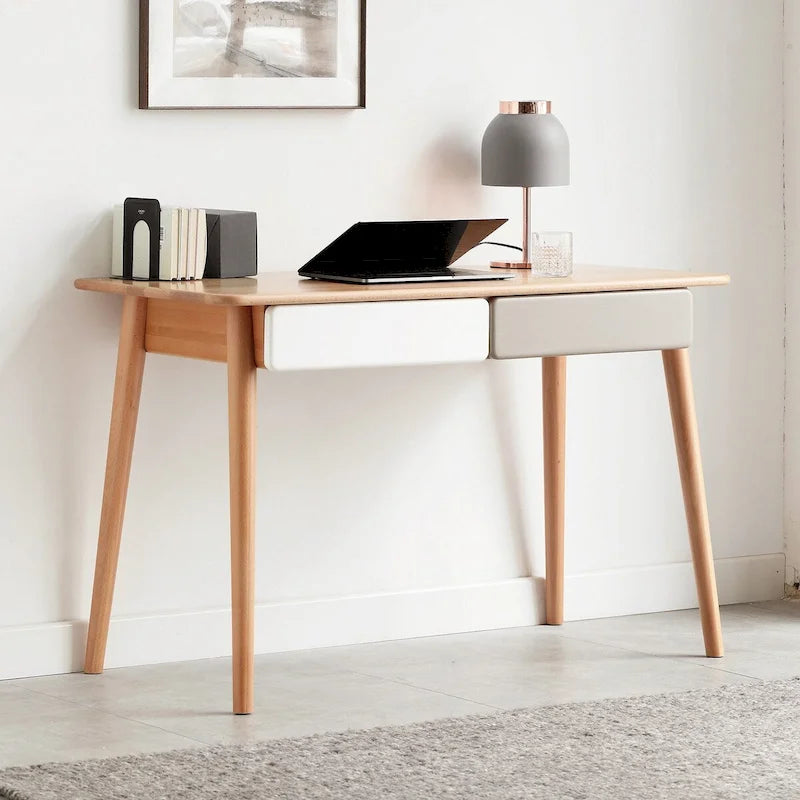 Scrivania per computer in legno massello da 47" con 2 cassetti per l'ufficio di casa