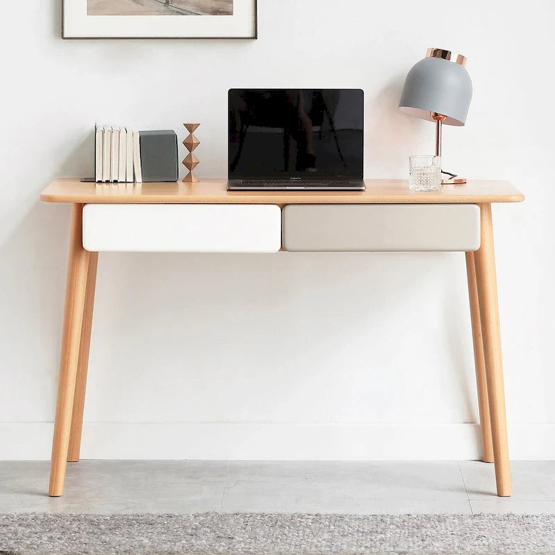 Scrivania per computer in legno massello da 47" con 2 cassetti per l'ufficio di casa