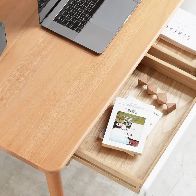 Scrivania per computer in legno massello da 47" con 2 cassetti per l'ufficio di casa