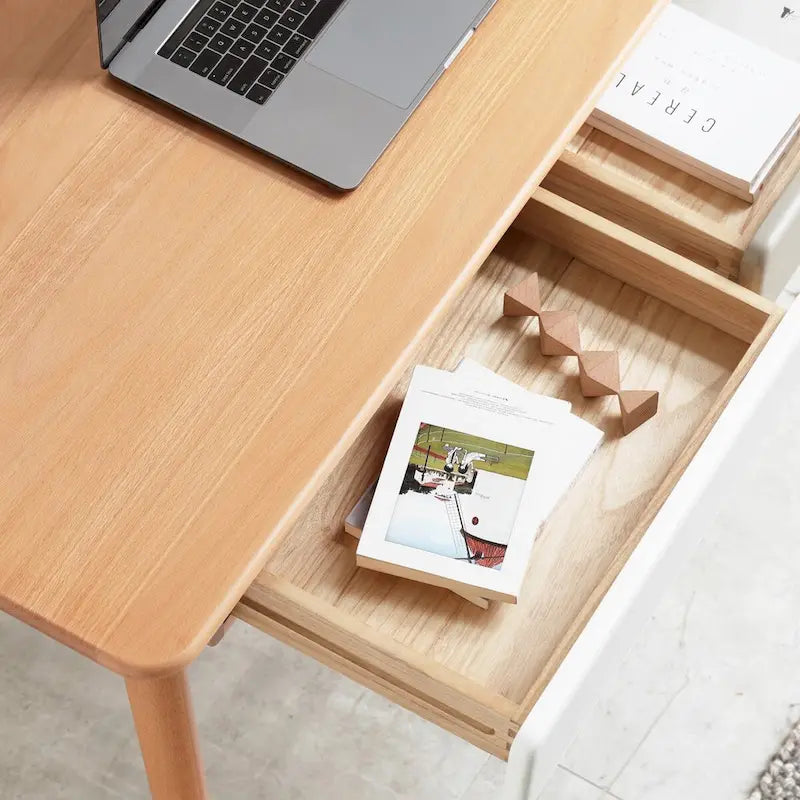 Scrivania per computer in legno massello da 47" con 2 cassetti per l'ufficio di casa