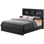 Burlington King Storage Platform Bed with Built in Shelves and Two Footboard Drawers