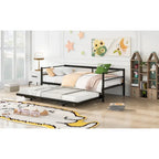 Metal Daybed with Adjustable Trundle, Pop Up Trundle