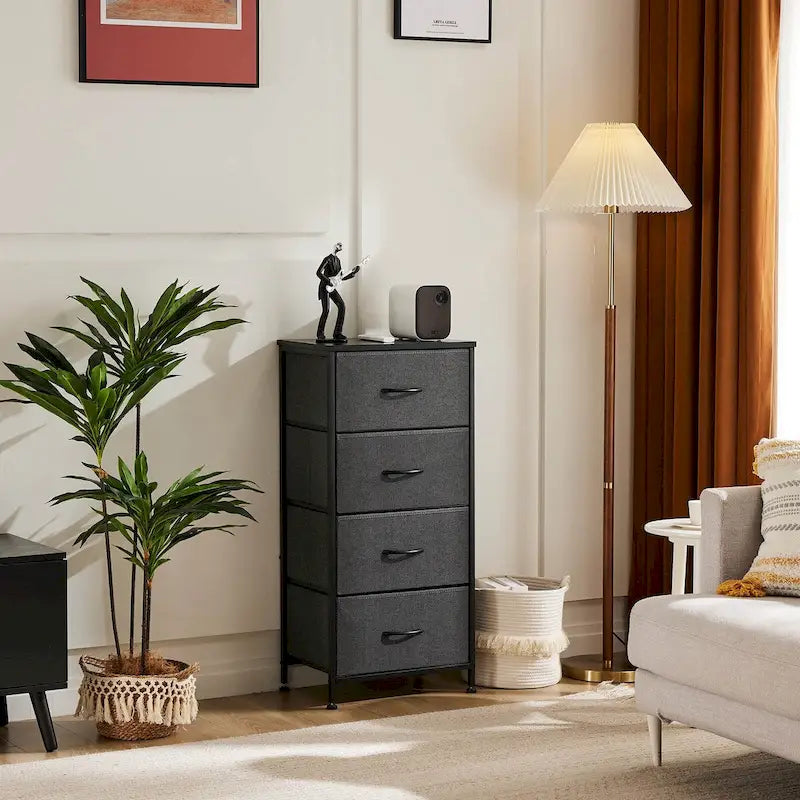 4-Drawers Dresser with Metal Frame and Wood Top