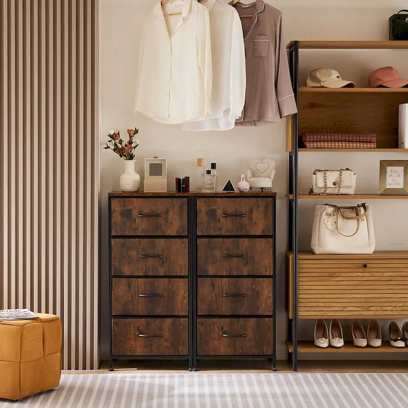 4-Drawers Dresser with Metal Frame and Wood Top