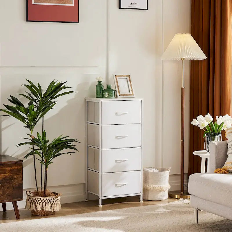 4-Drawers Dresser with Metal Frame and Wood Top