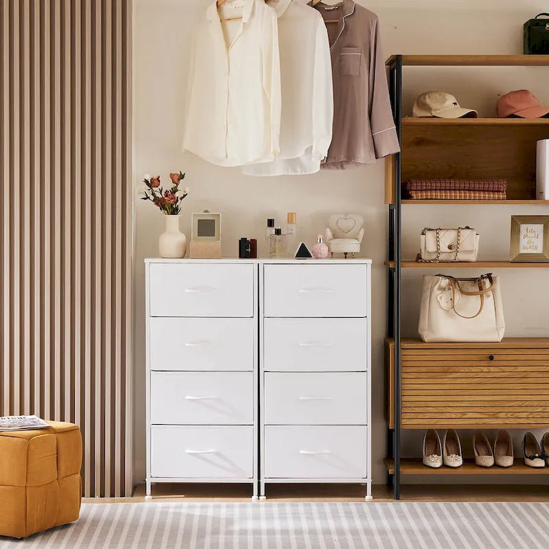 4-Drawers Dresser with Metal Frame and Wood Top