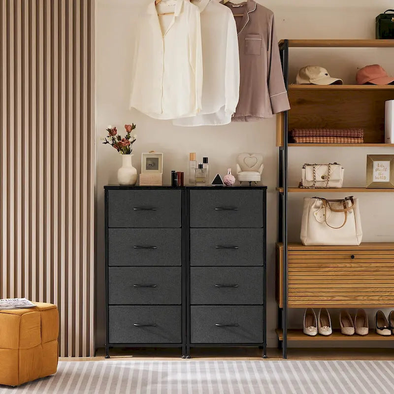 4-Drawers Dresser with Metal Frame and Wood Top