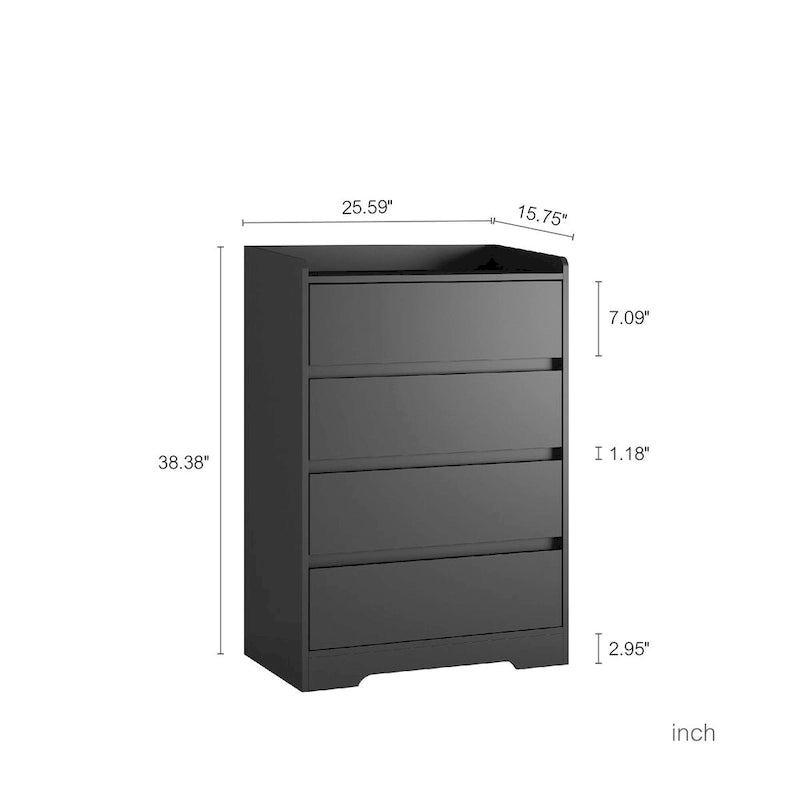 Cassettiera a 4 cassetti, mobile contenitore indipendente per camera da letto, soggiorno, ripostiglio, ufficio
