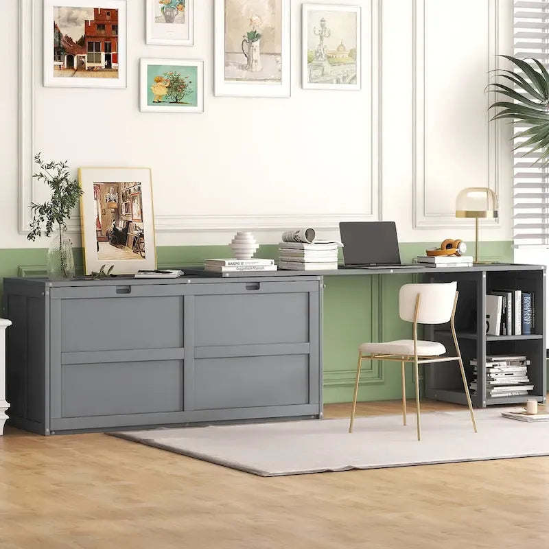 Queen Size Murphy Bed with Rotable Desk