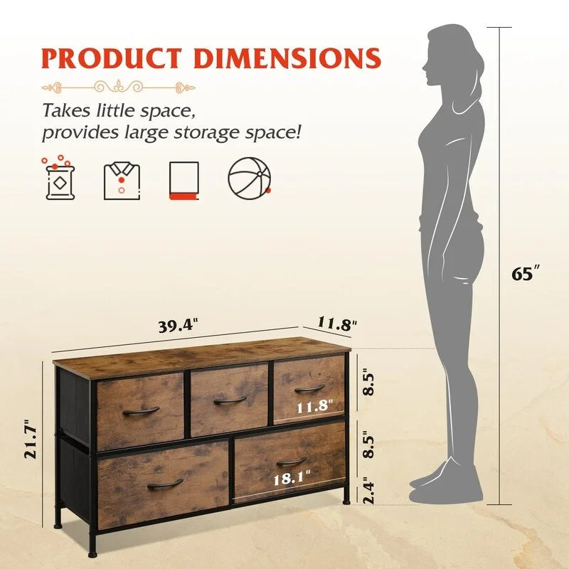 Dresser for Bedroom with 5 Drawers
