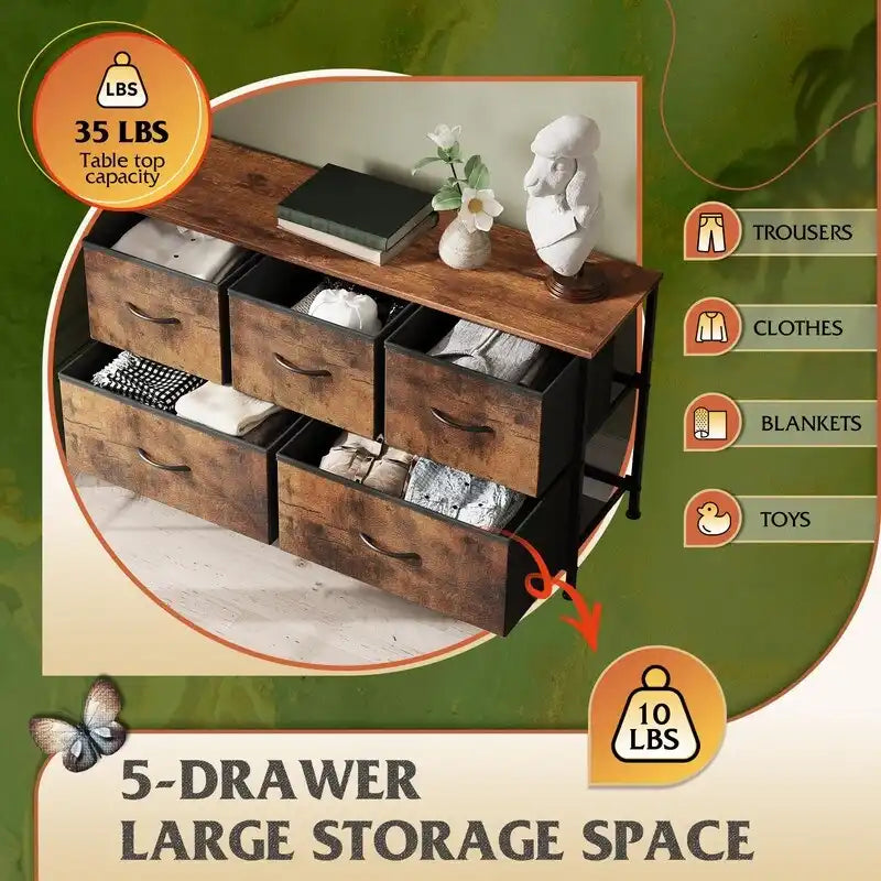 Dresser for Bedroom with 5 Drawers
