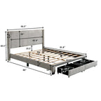 Footboard Drawer Storage Upholstered Wingback Bed