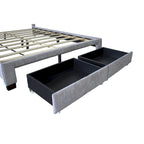 Footboard Drawer Storage Upholstered Wingback Bed