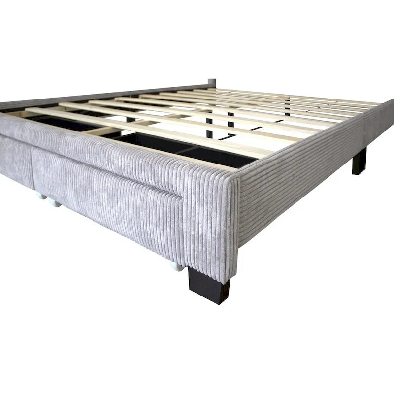 Footboard Drawer Storage Upholstered Wingback Bed
