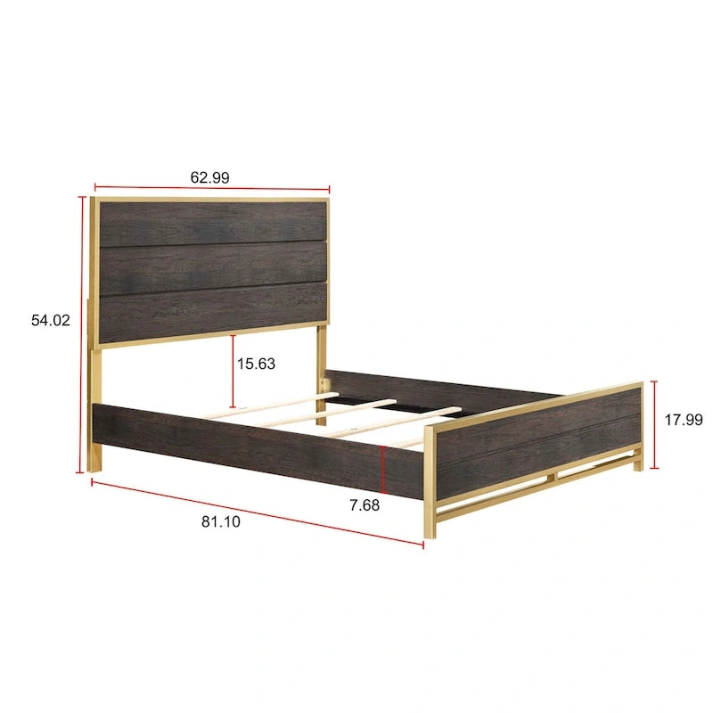 Wedro 5 Piece Dark Brown Rustic Panel Bedroom Set