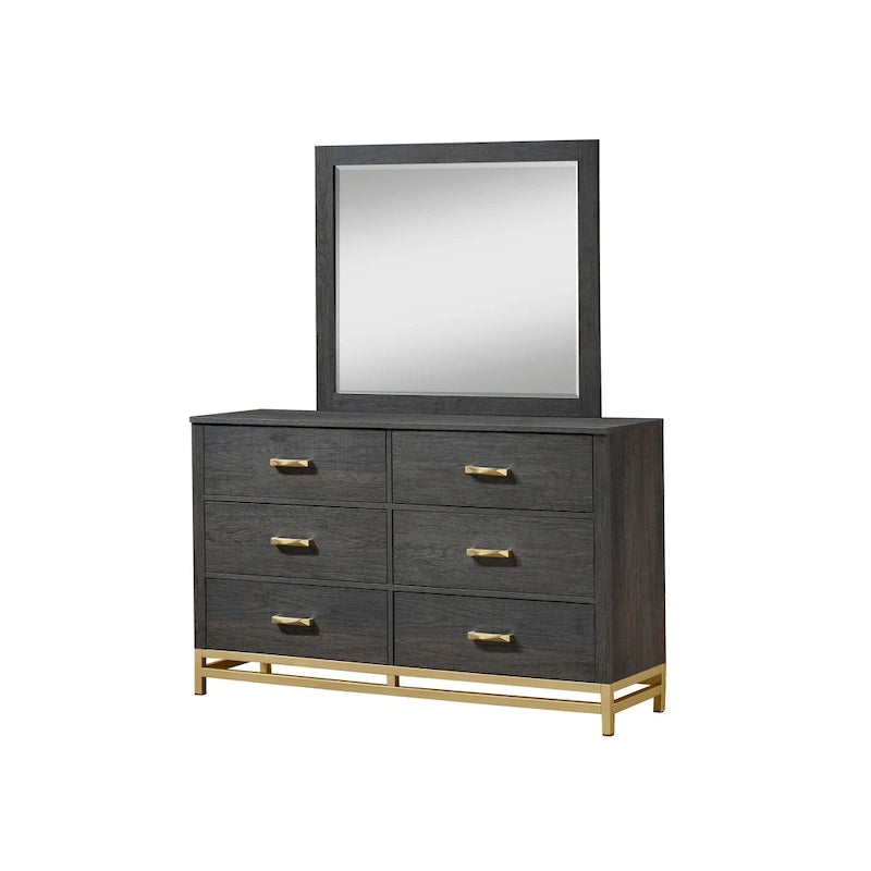 Wedro 5 Piece Dark Brown Rustic Panel Bedroom Set