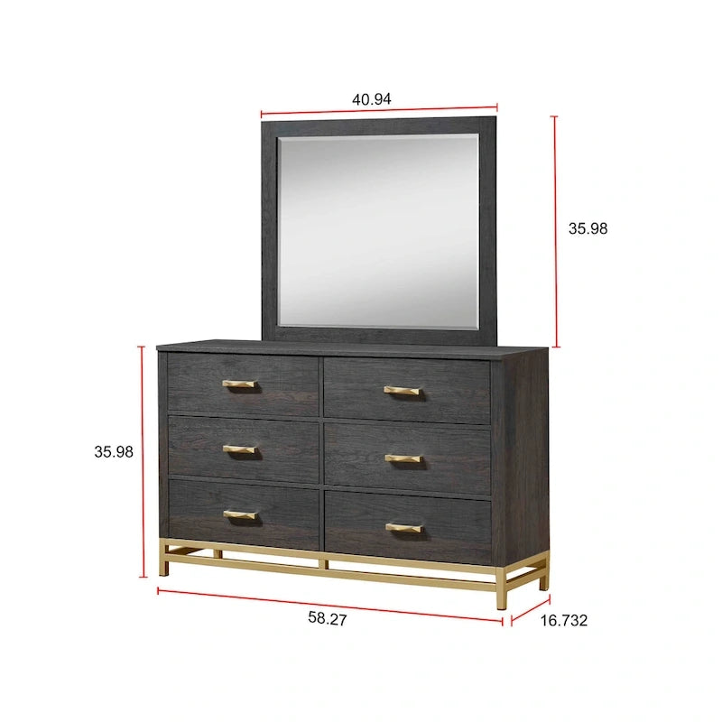 Wedro 5 Piece Dark Brown Rustic Panel Bedroom Set