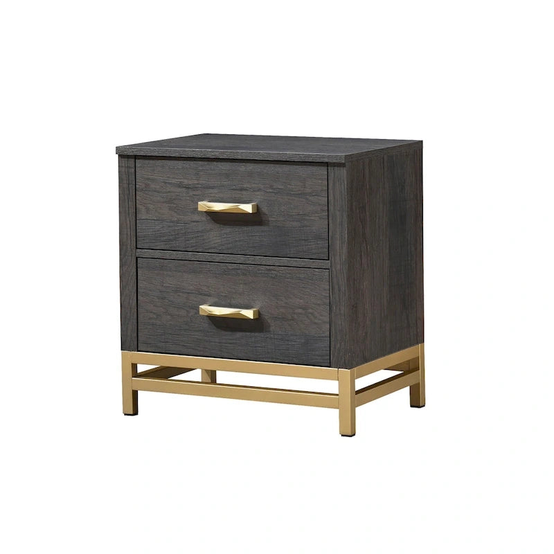 Wedro 5 Piece Dark Brown Rustic Panel Bedroom Set