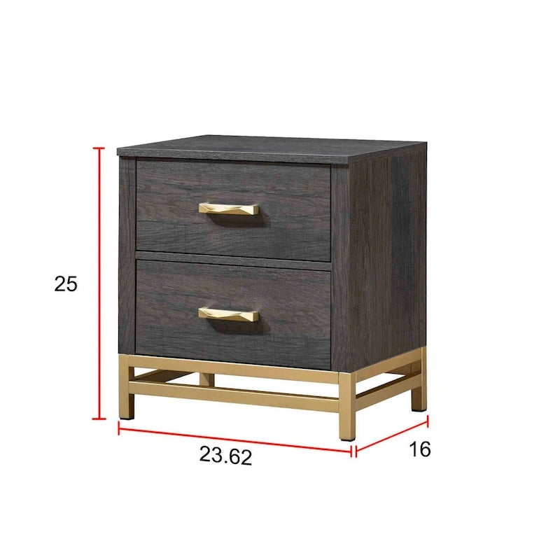 Wedro 5 Piece Dark Brown Rustic Panel Bedroom Set