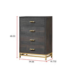 Wedro 5 Piece Dark Brown Rustic Panel Bedroom Set
