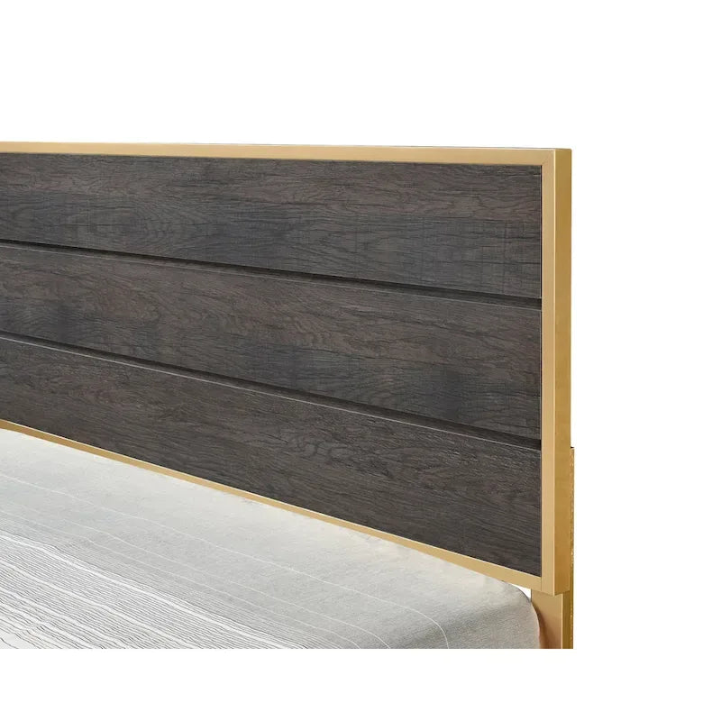 Wedro 5 Piece Dark Brown Rustic Panel Bedroom Set