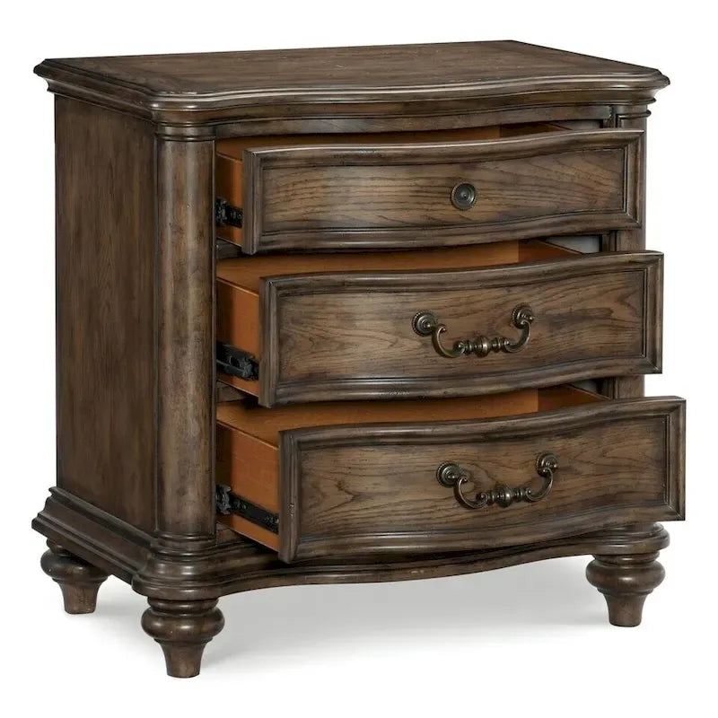 Vintage Brown Oak Finish Traditional Bedroom 6pc Formal Set