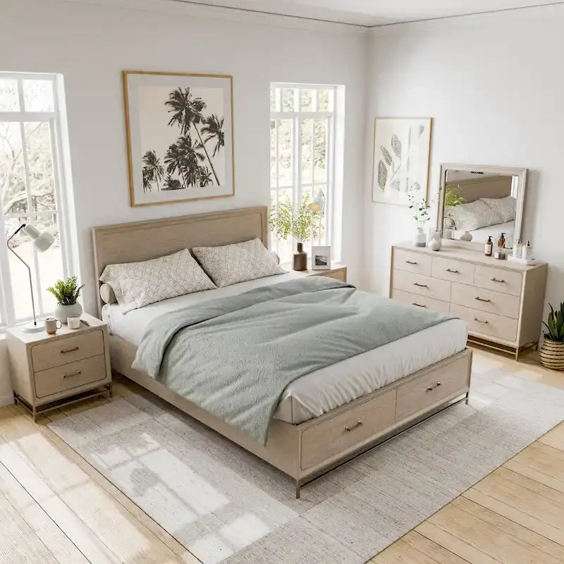 Furniture of America Drayden Transitional Oak Solid Wood 5-Piece Bedroom Set
