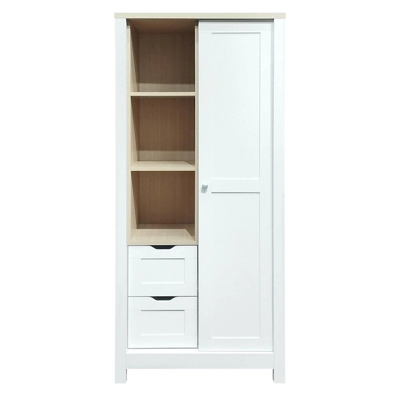 Nestfair Bedroom Storage Wardrobe with Hanging Rods and 2 Drawers and Open Shelves