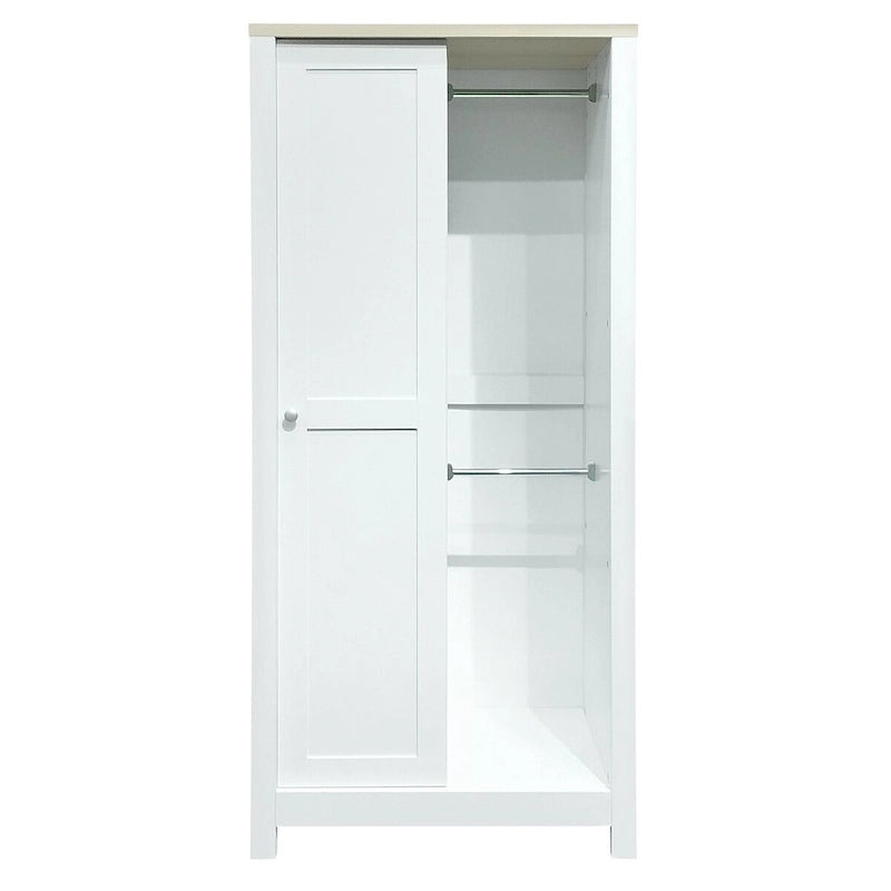 Nestfair Bedroom Storage Wardrobe with Hanging Rods and 2 Drawers and Open Shelves