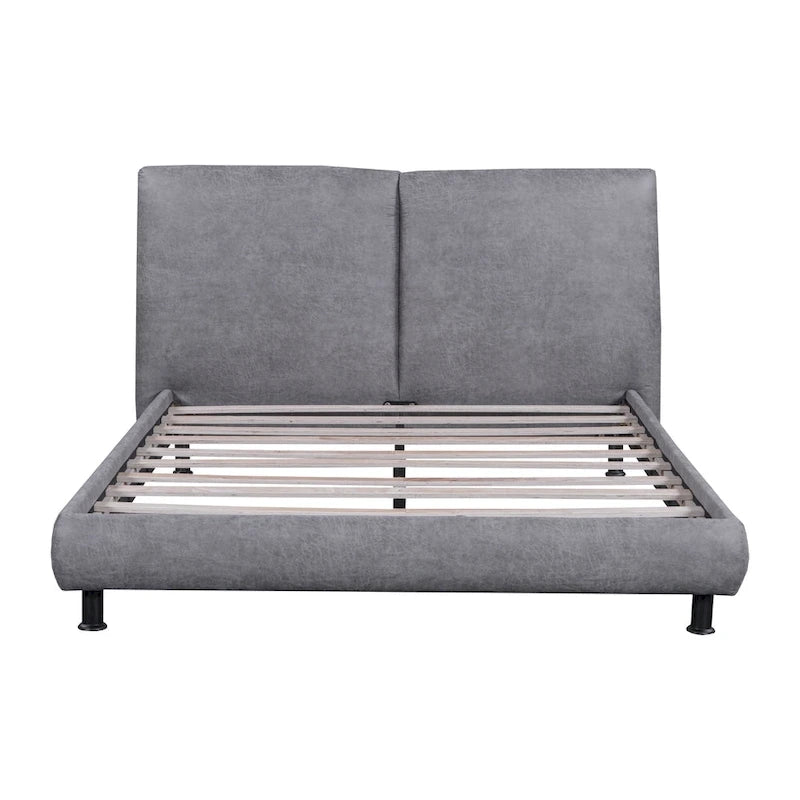 Letto a piattaforma Queen Size con due poggiatesta grandi