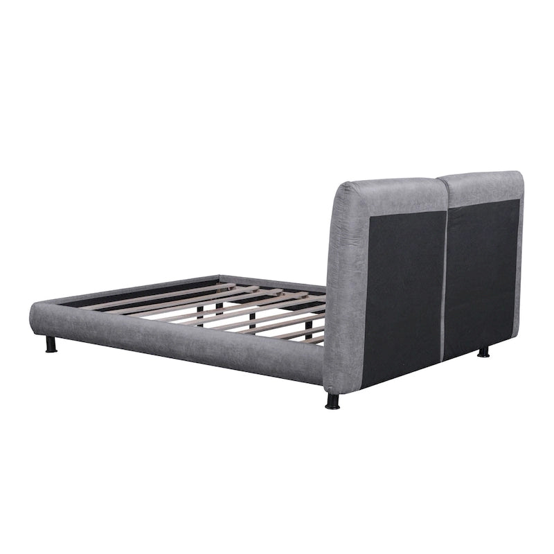 Letto a piattaforma Queen Size con due poggiatesta grandi