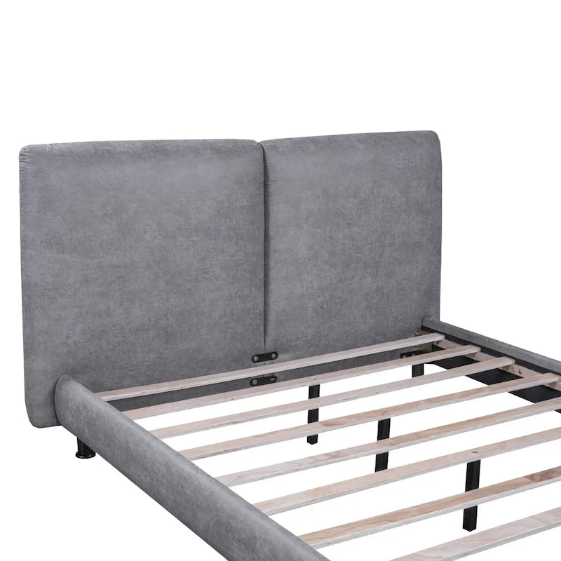 Letto a piattaforma Queen Size con due poggiatesta grandi