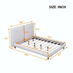 Letto a piattaforma Queen Size con due poggiatesta grandi