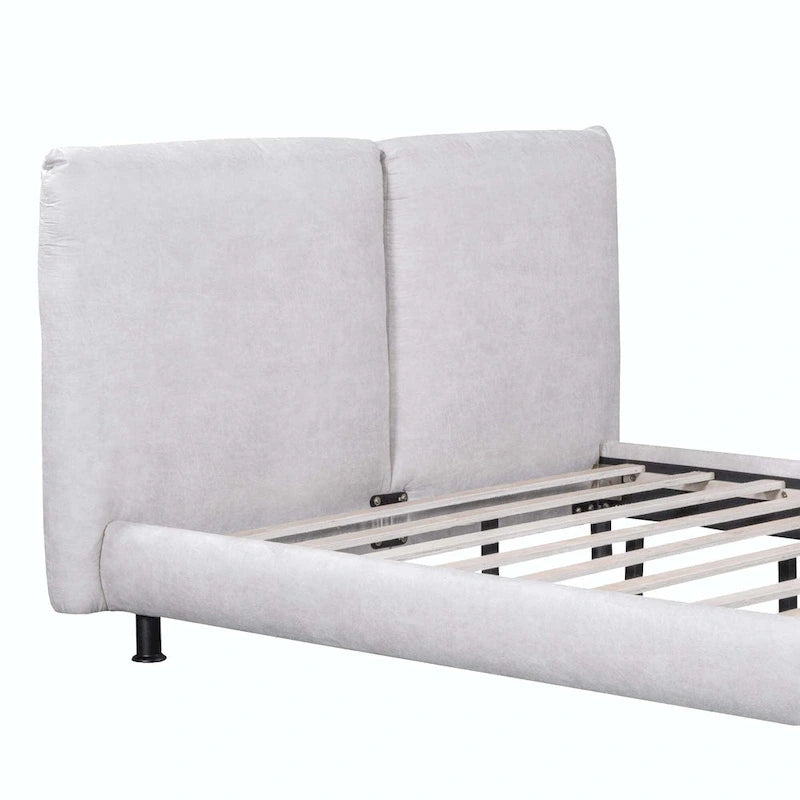 Letto a piattaforma Queen Size con due poggiatesta grandi